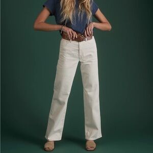 AE77 premium Stovepipe Selvedge relaxed straight leg jeans in natural size 8